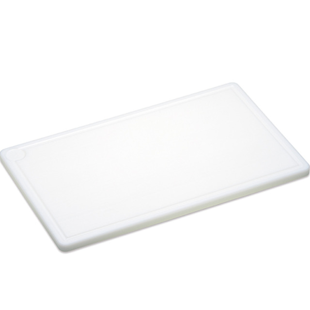 Planche à découper, en plastique, blanc 530 x 325 x 20 mm, rainure