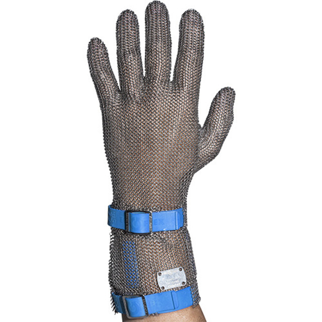 Stichschutzhandschuh Comfort rechts, L, blau, 8 cm Stulpe