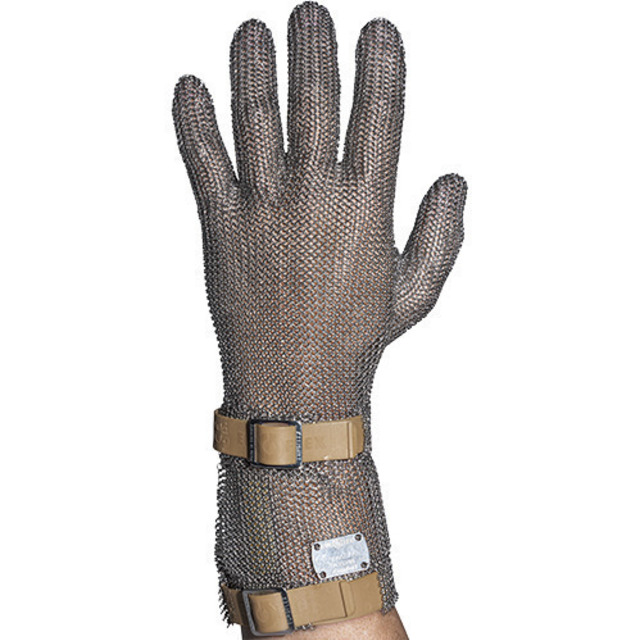 Stichschutzhandschuh Comfort links, XXS, braun, 8 cm Stulpe