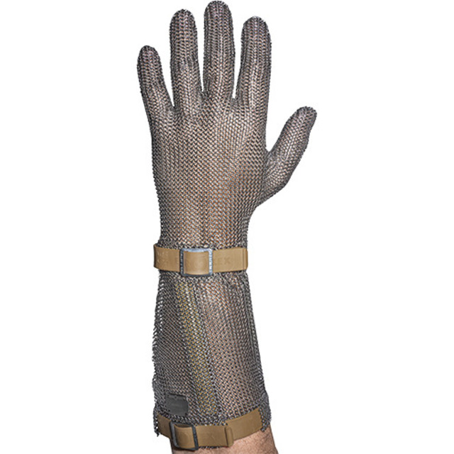 Stichschutzhandschuh Comfort links, XXS, braun, 15 cm Stulpe