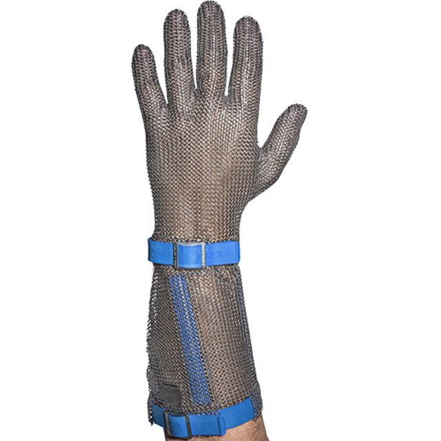 Stichschutzhandschuh Comfort links, L, blau, 15 cm Stulpe