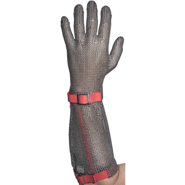 Stichschutzhandschuh Comfort rechts, M, rot, 19 cm Stulpe