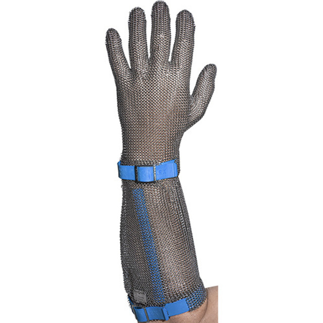 Stichschutzhandschuh Comfort rechts, L, blau, 19 cm Stulpe