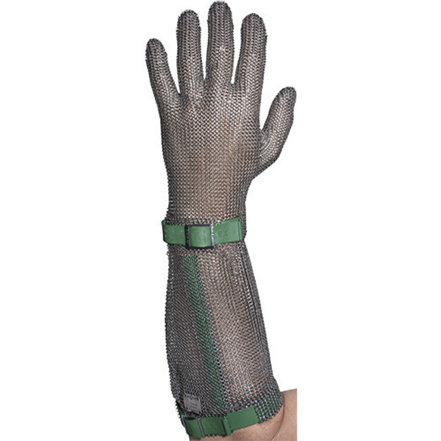 Stichschutzhandschuh Comfort links, XS, grün, 19 cm Stulpe