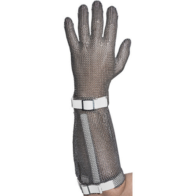 Stichschutzhandschuh Comfort links, S, weiss, 19 cm Stulpe