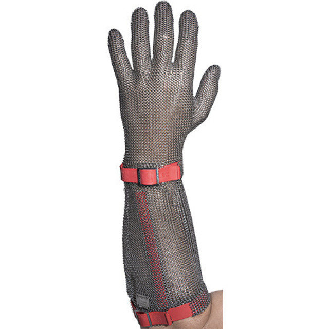 Stichschutzhandschuh Comfort links, M, rot, 19 cm Stulpe