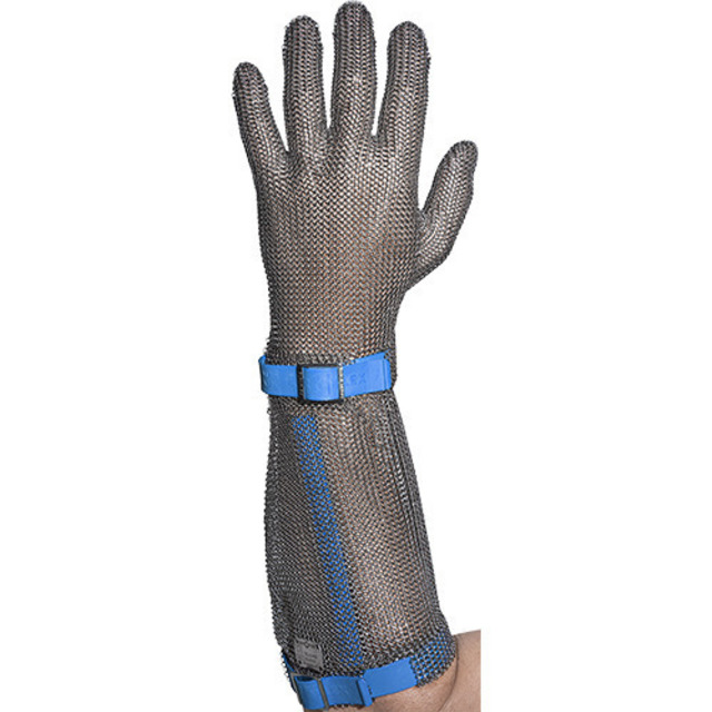 Stichschutzhandschuh Comfort links, L, blau, 19 cm Stulpe