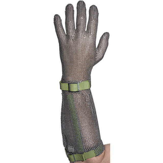 Stichschutzhandschuh Comfort links, XXL, olive, 19 cm Stulpe