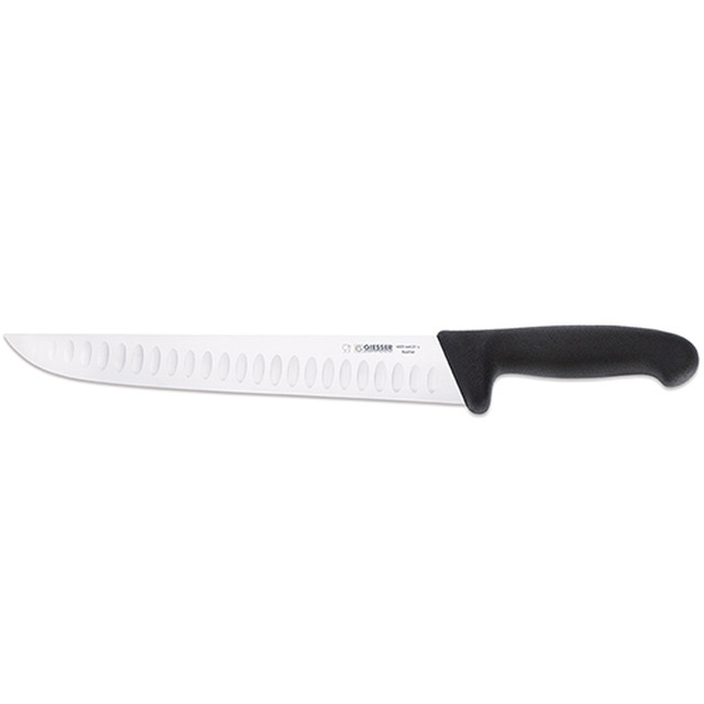 Couteau à découper, noir 27 cm, lame large, alvéolé
