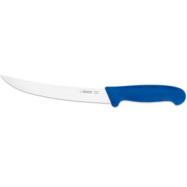 Couteau à découenner manche en plastique 20 cm, relevé, bleu