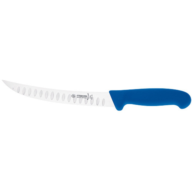 Couteau à découenner, bleu 22 cm, relevé, alvéole