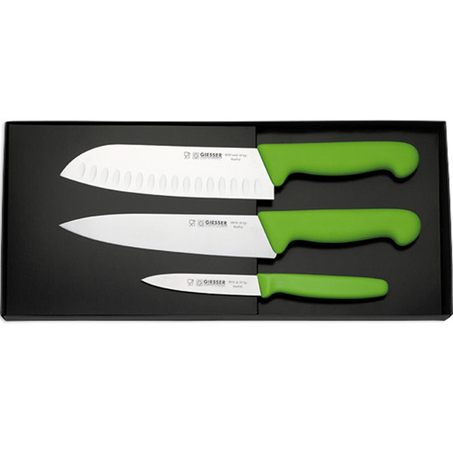 Set pour la cuisine vert clair avec 3 couteaux