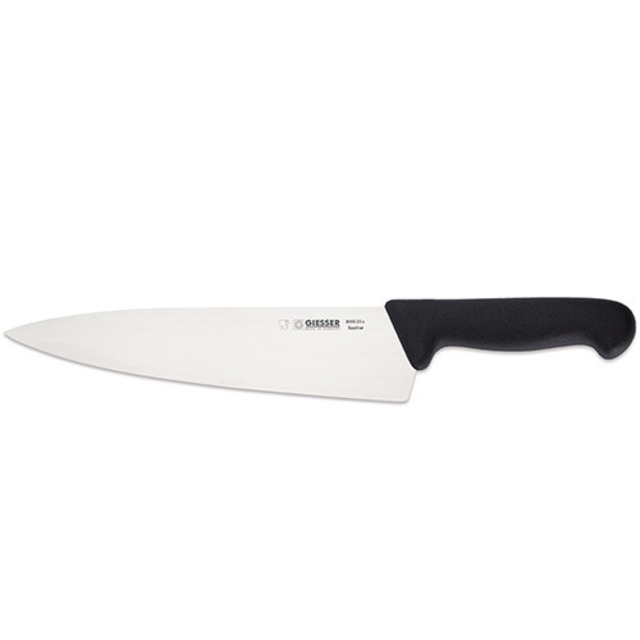 Couteau de cuisine, manche noir 23 cm, lame large