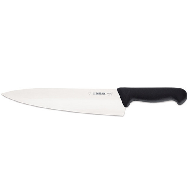 Couteau de cuisine, manche noir 26 cm, lame large