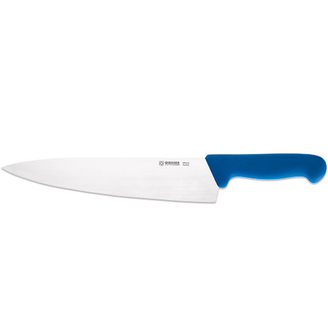 Couteau de cuisine, manche bleu 26 cm, lame large