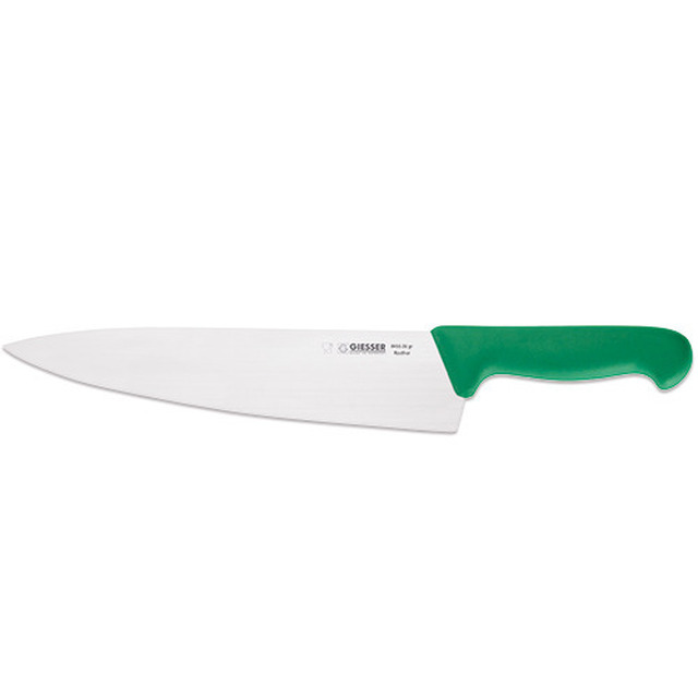 Couteau de cuisine, manche vert 26 cm, lame large