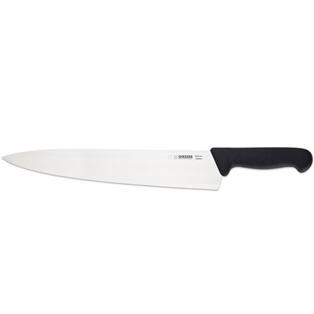 Couteau de cuisine, manche noir 31 cm, lame large