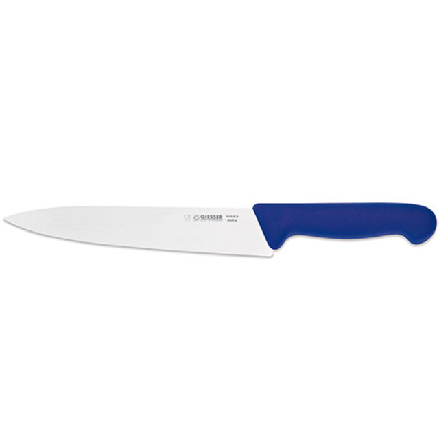 Couteau de cuisine, manche bleu 20 cm, lame étroite