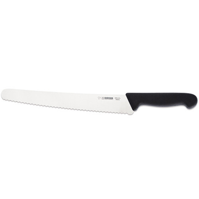 Couteau à pain, noir 25 cm, ondulé