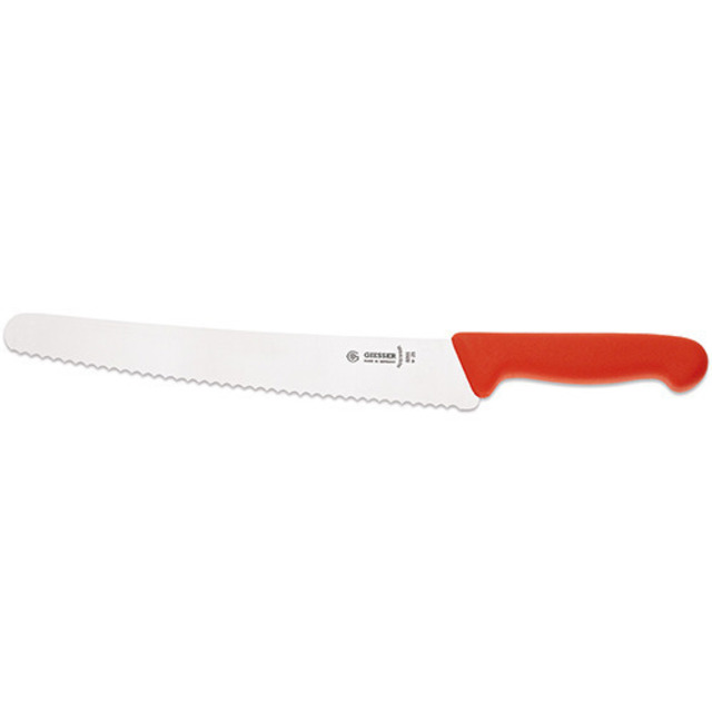 Couteau à pain, rouge 26 cm, ondulé