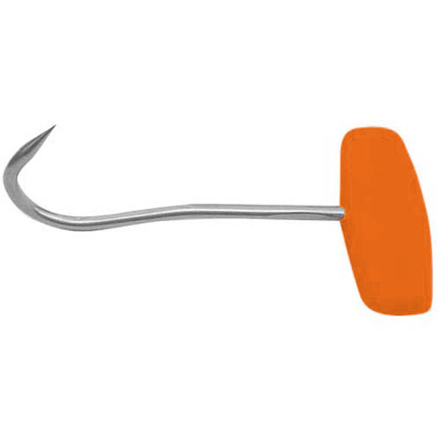 Crochet à main manche orange, inox