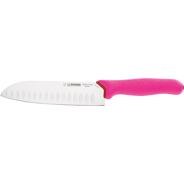 Couteau santoku PrimeLine, funky pink 19 cm, alvéole