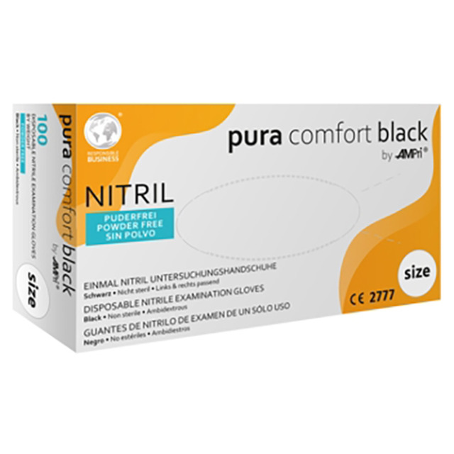 Nitril-Einweghandschuhe, 100 Stk. Gr. XL, schwarz, puderfrei