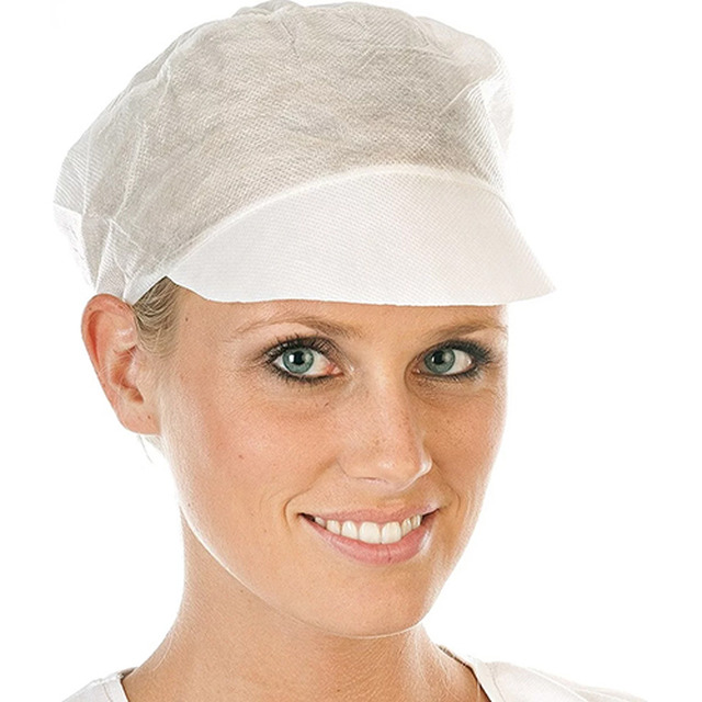 Bonnet jetable à visière blanc sans protection nuque, 100 pcs.