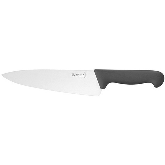 Couteau de cuisine, manche noir 20 cm, lame large